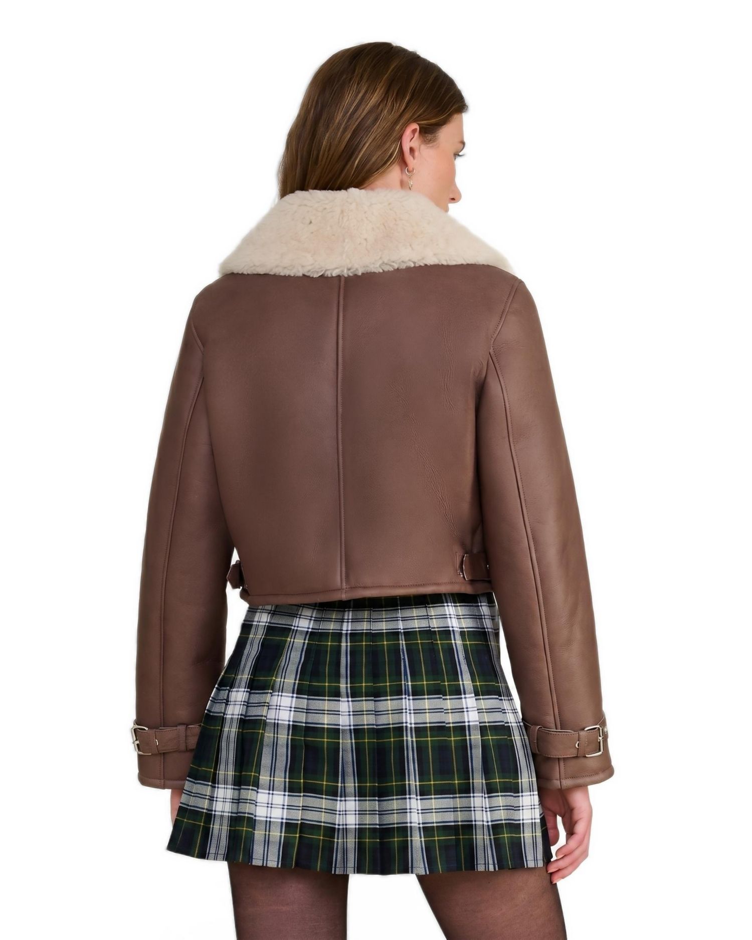 Women's Avery Brown Shearling Aviator Jacket