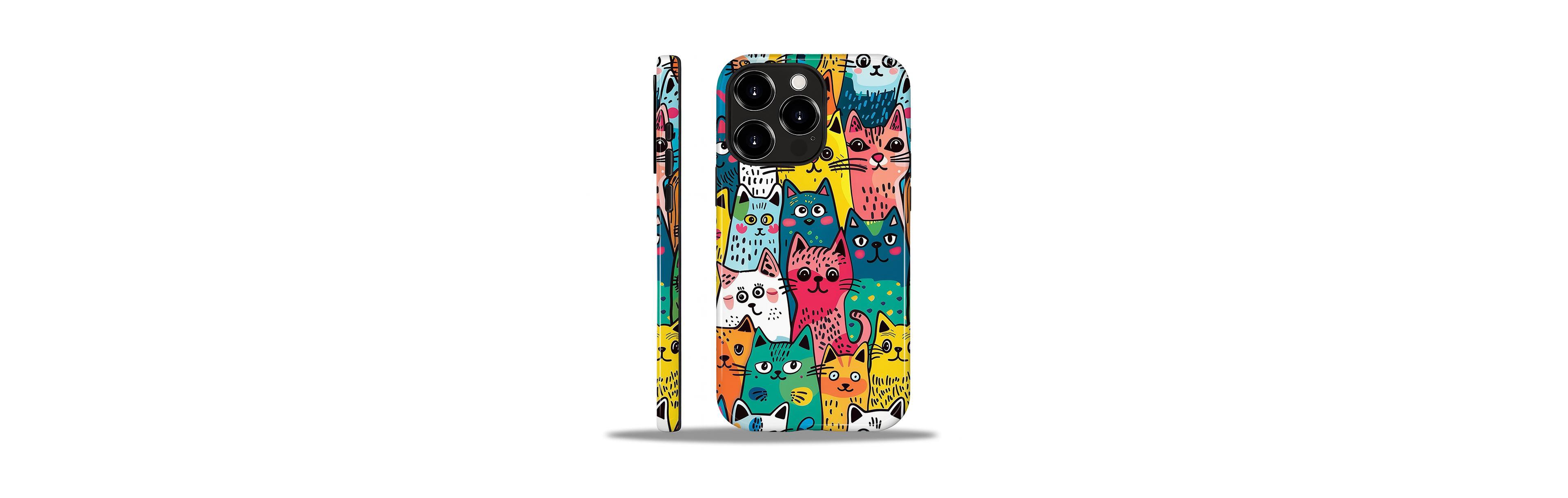 Gonez Case for iPhone 16 Pro Max, 2-in-1 Dual-Layer Shockproof Protection, Funny Cat Art Glossy