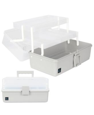 3-Tier Portable Plastic Craft Storage Box with Handle