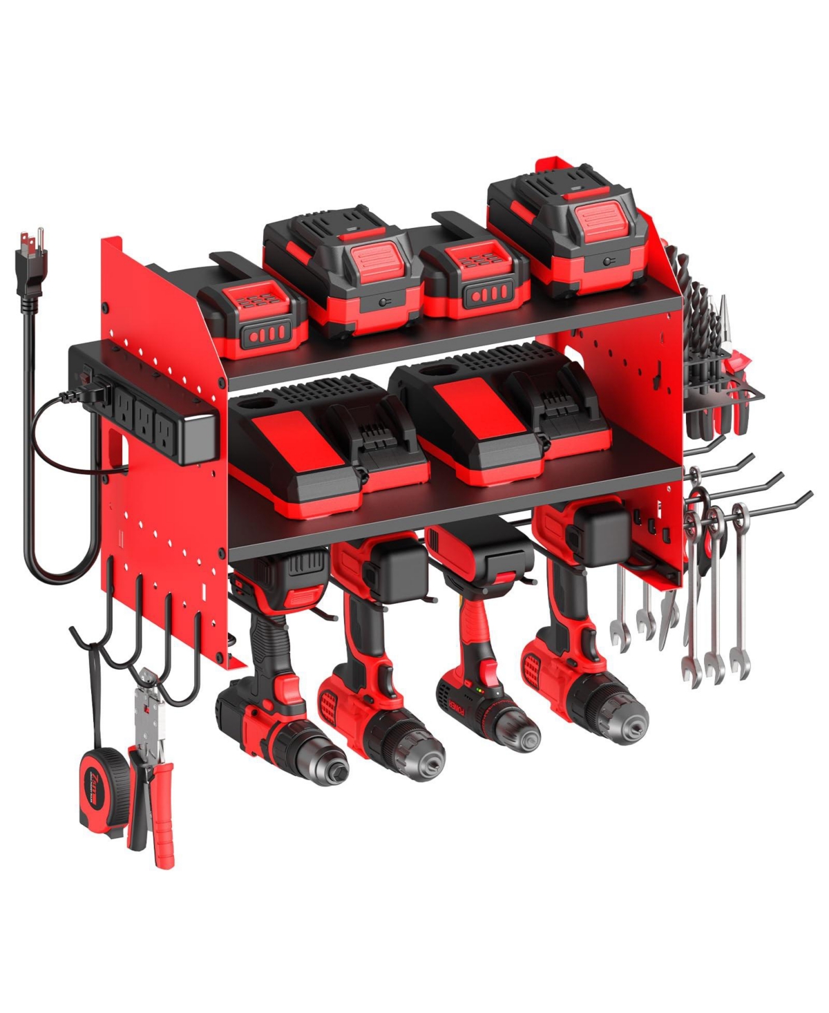 Xdovet Power Tools Organizer Charging Station Wall Mount Drills Storage Gifts Men Father - Red 1