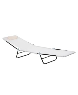 Outdoor Folding Chaise Lounge Chair with Reclining Back and Headrest