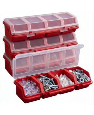 Screw Organizer Box With Lid Compartments Stackable Hardware Storage Bin