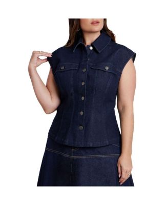 Plus Size Structured Denim Vest