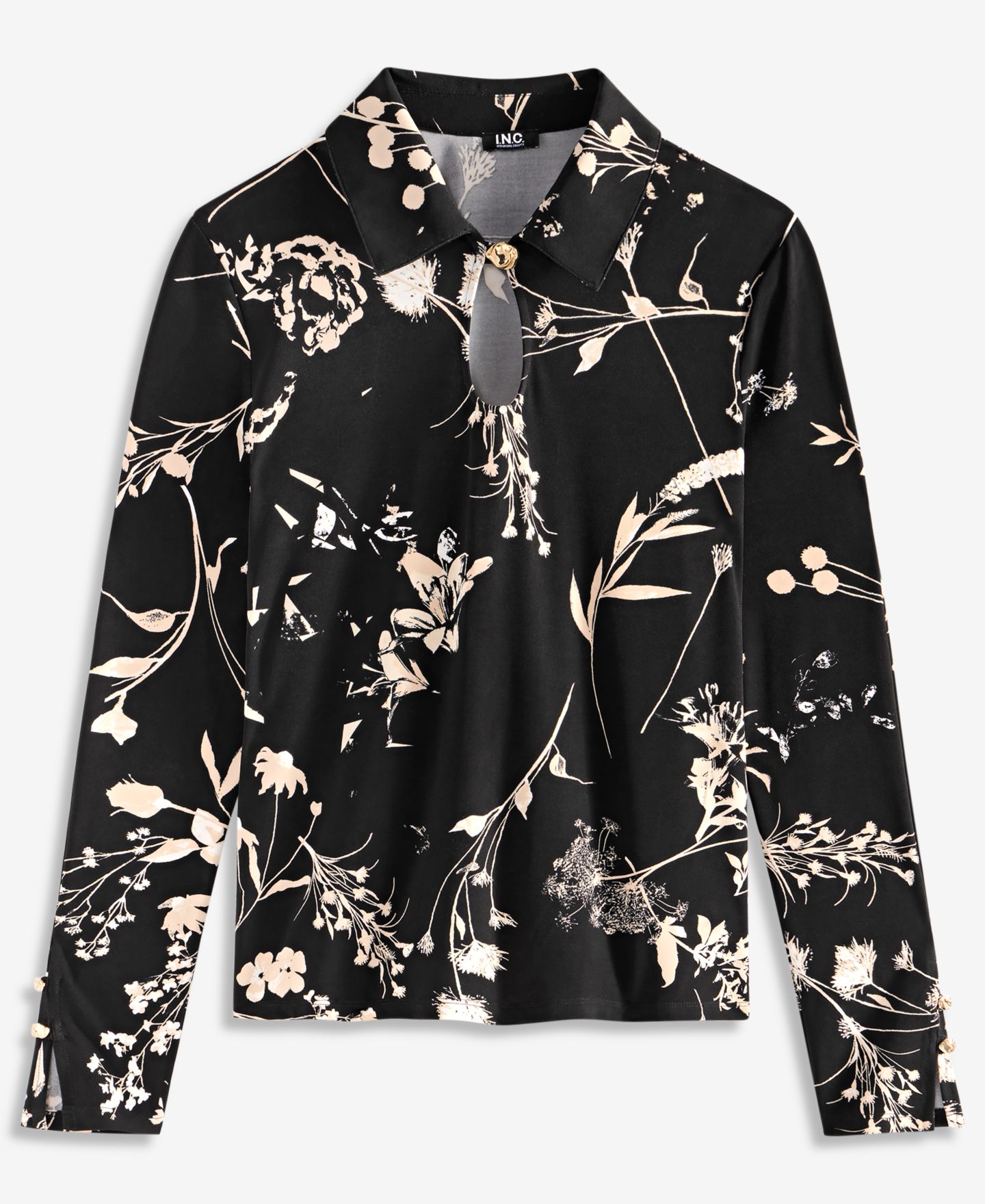 Женская блузка I.N.C. International Concepts Print Long-Sleeve Blouse, цвет: Чёрный — фото 6