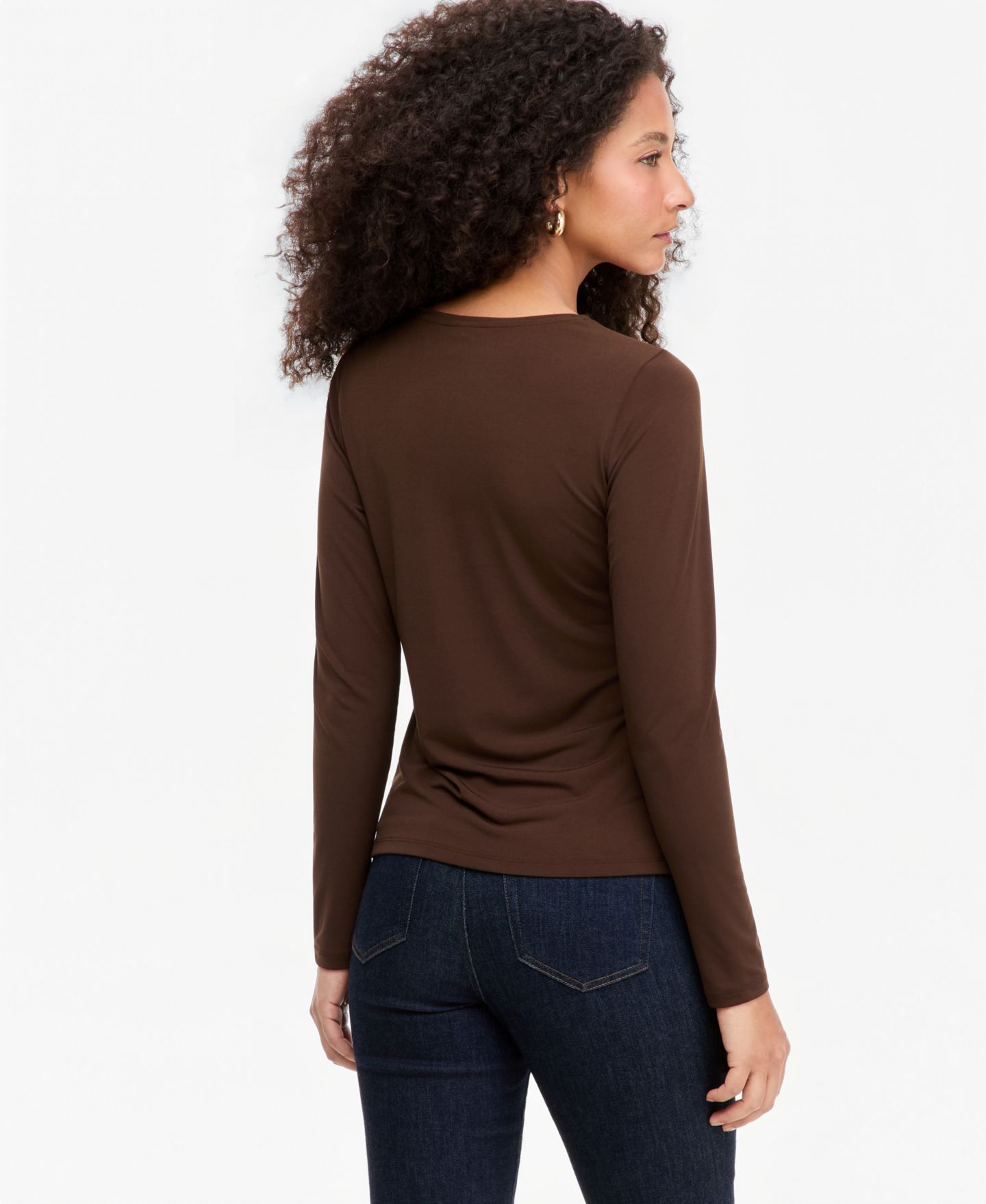 Женский топ I.N.C. International Concepts Long-Sleeve Keyhole Twist Top, цвет: Кофейный — фото 2
