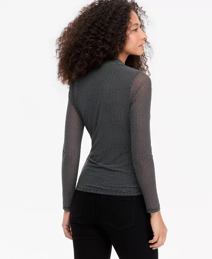 Women's Long-Sleeve Surplice Mesh Top - thumbnail 8