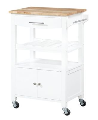 Ellaine Three-Tier Rubberwood Butcher Block Kitchen Cart
