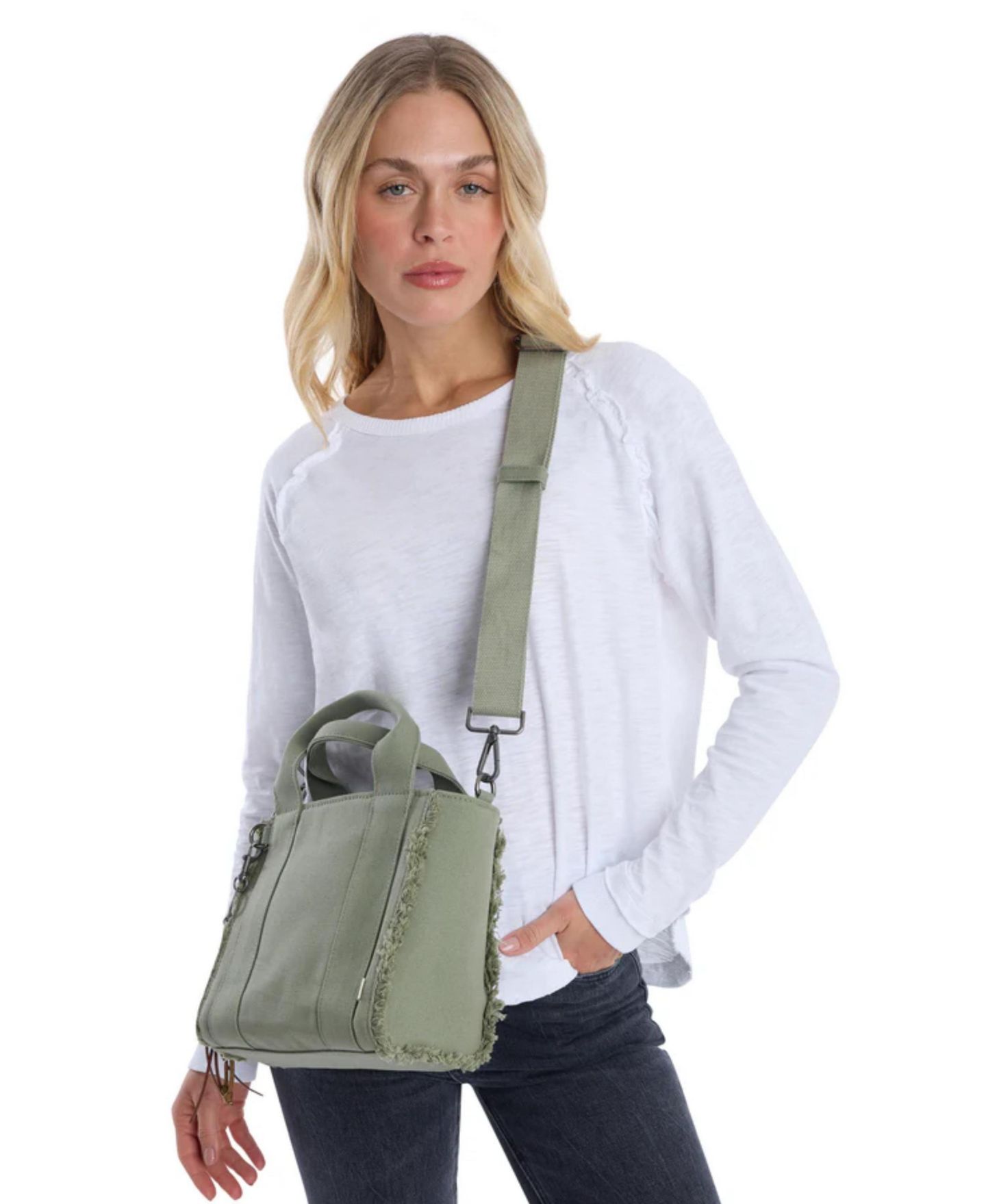 Женская сумка WILT Selma Frayed Mini Tote, цвет: Армейский — фото 6