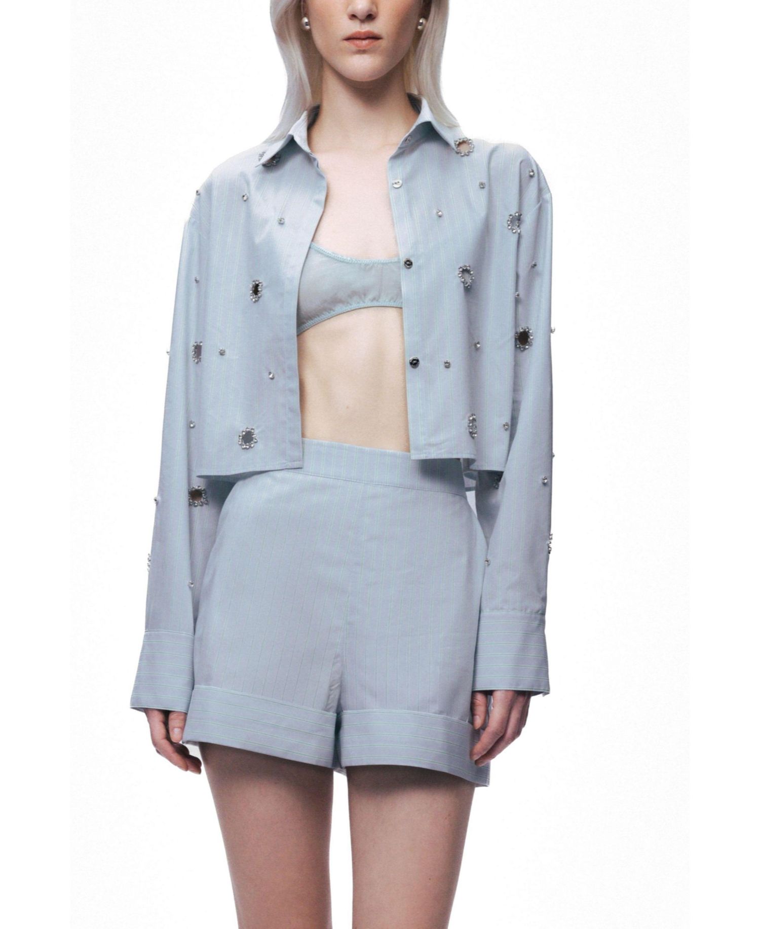 Women's Stone Detail Crop Shirt