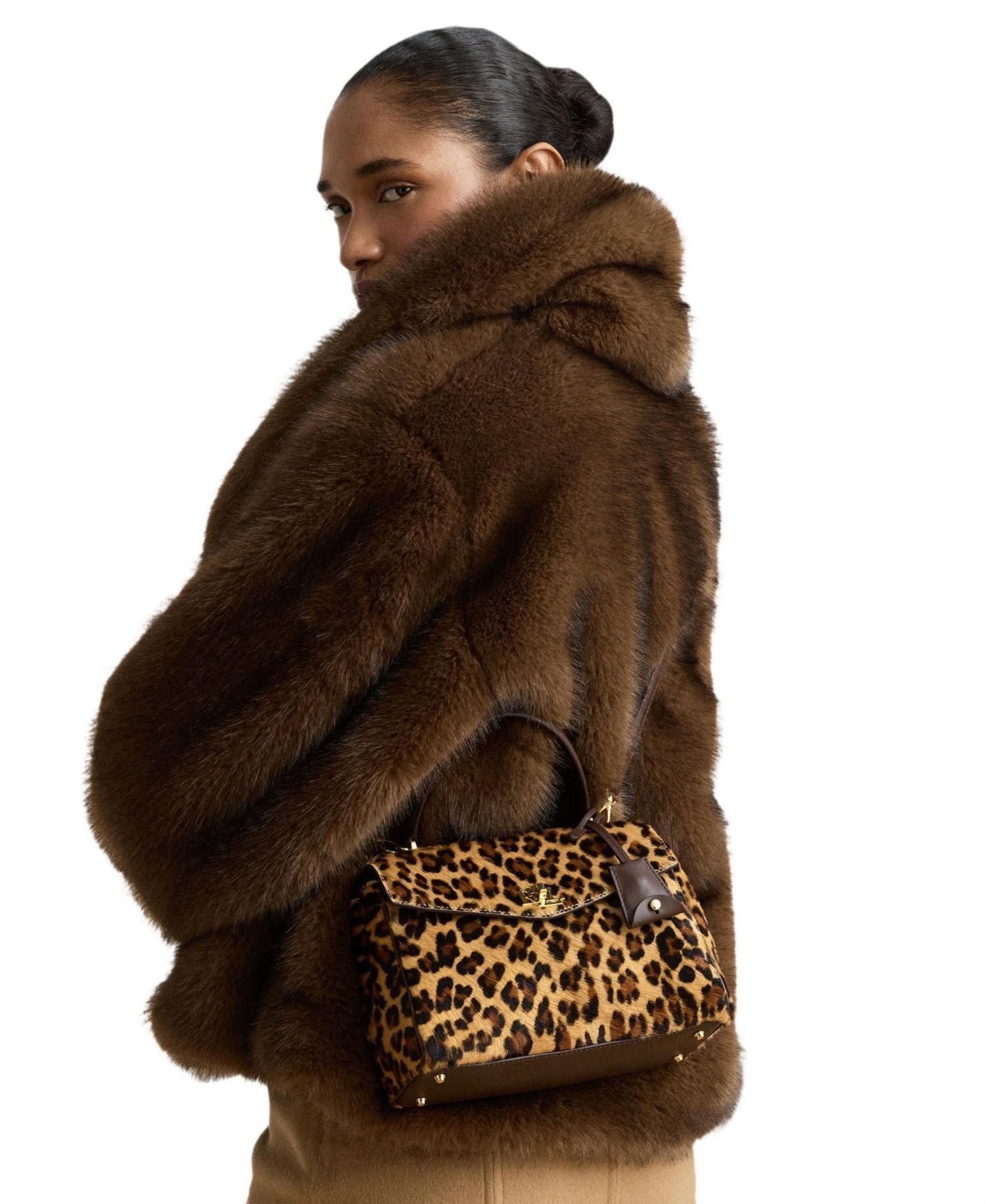 Farrah Leopard Print Small Soft Satchel Bag