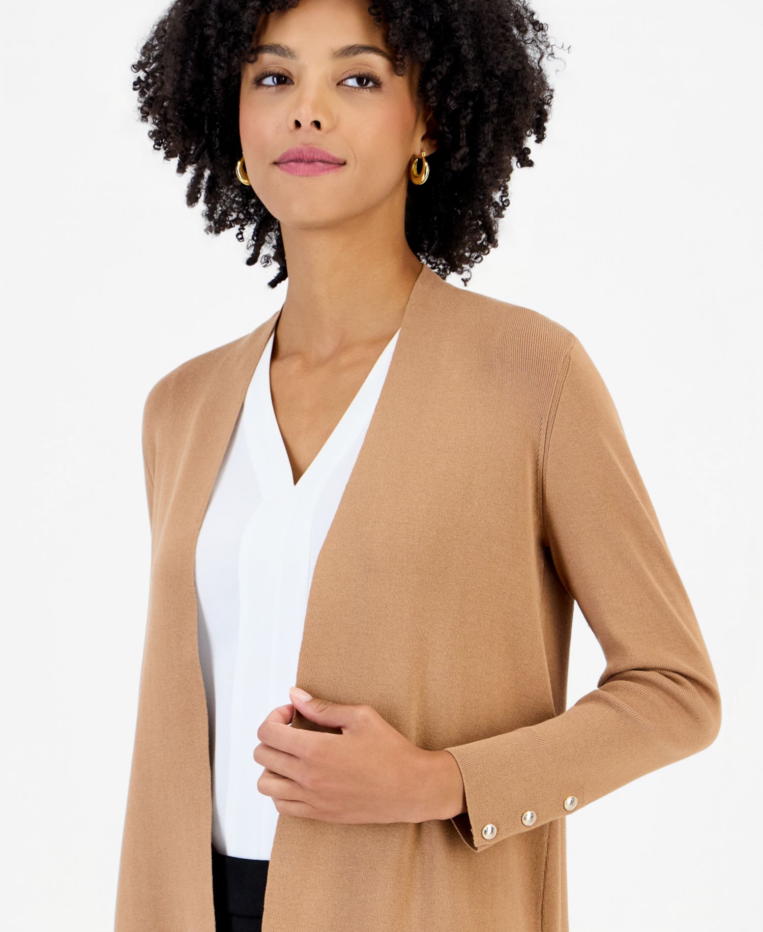 Women's Long-Sleeve Side-Slit Cardigan Sweater