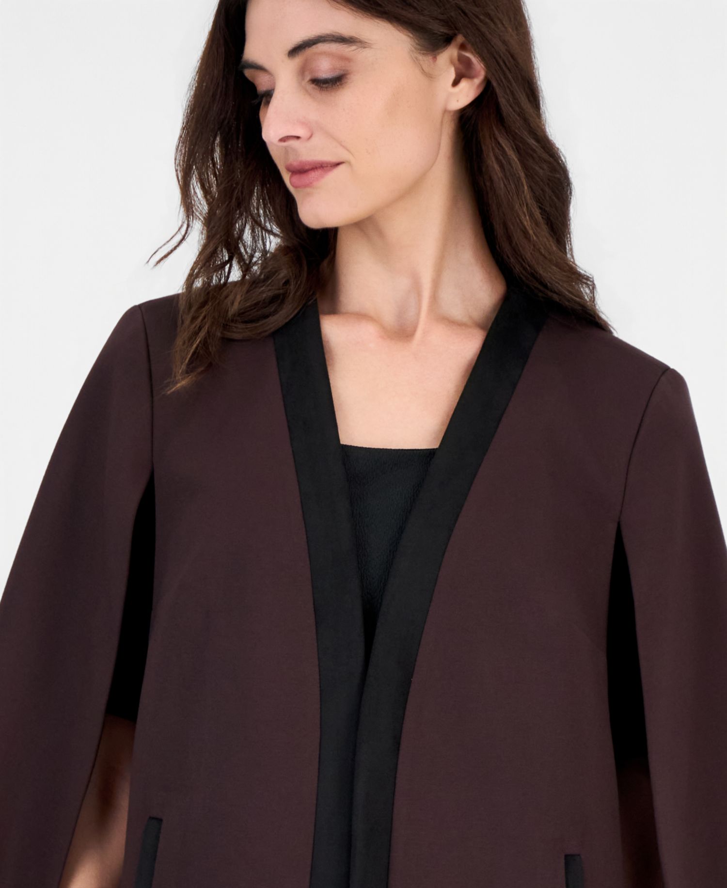 Women's Compression Faux Suede Trim Cape