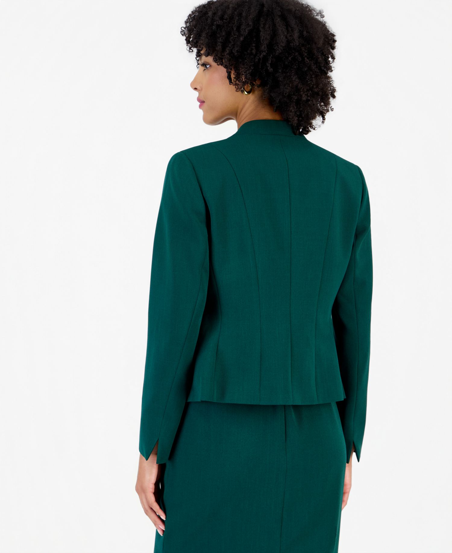 Women's Long Sleeve Stretch Crepe Open Front Jacket