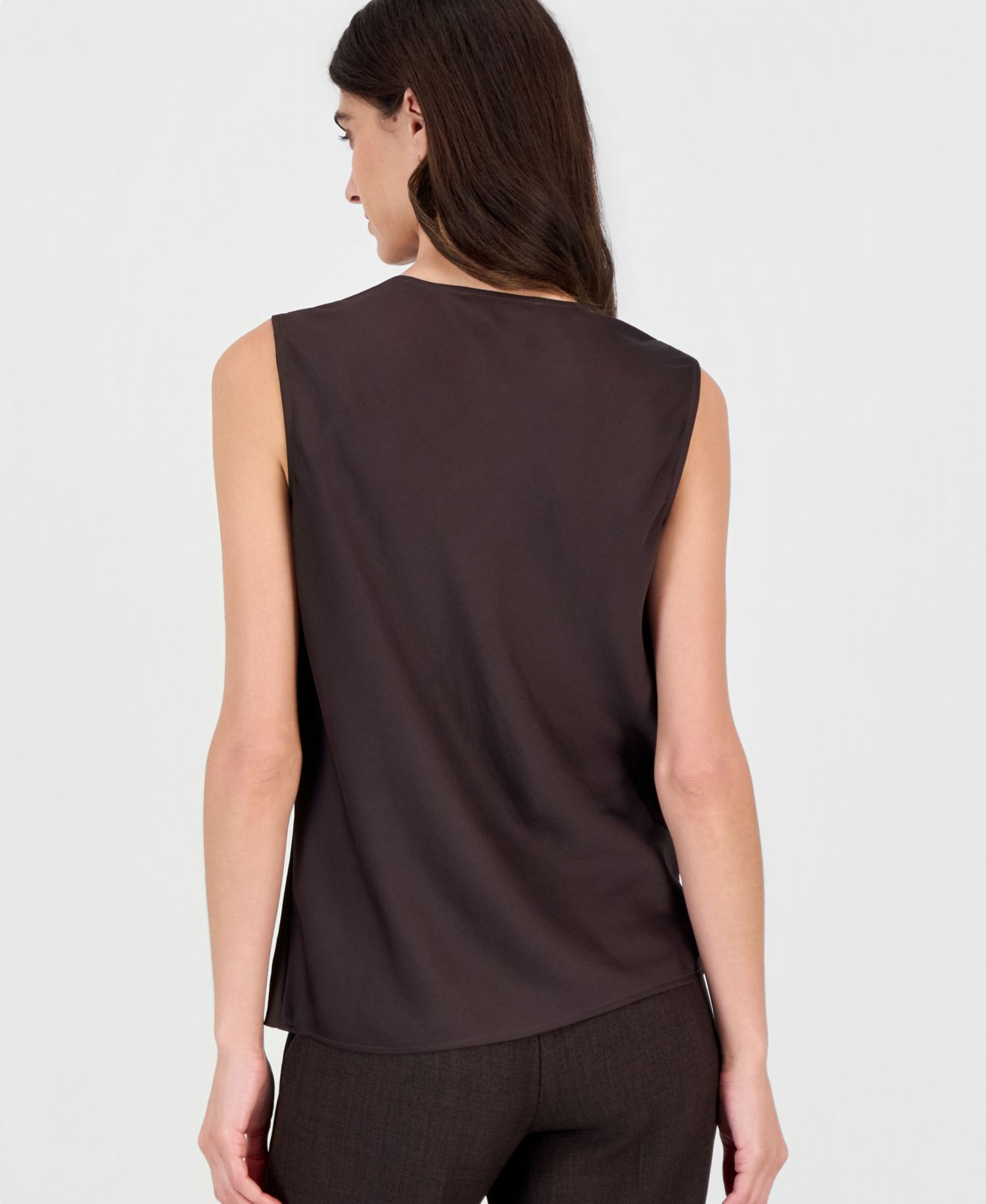 Petite Sleeveless Cowl Neck Draped Blouse