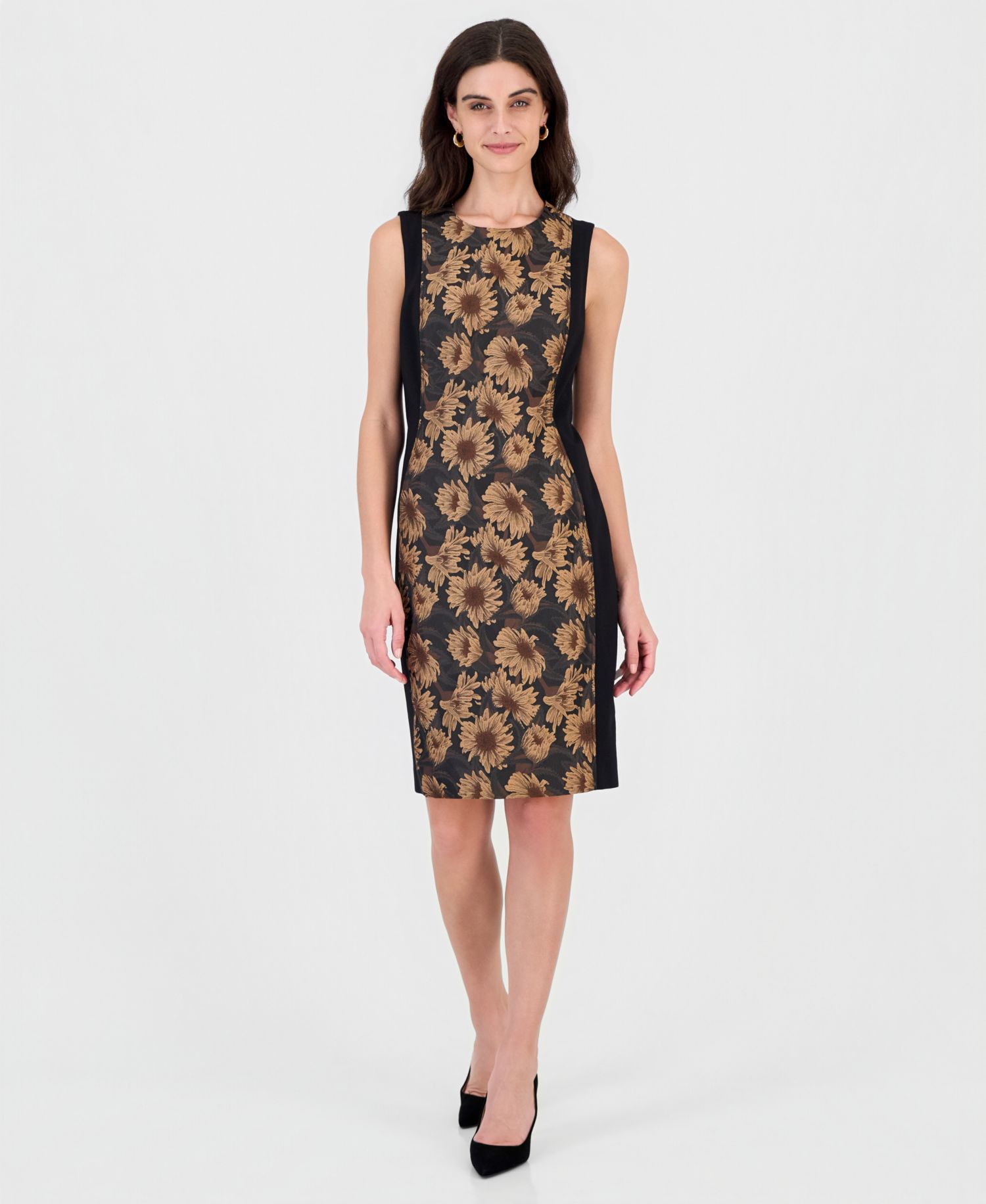Women's Sleeveless Jacquard Sheath Dress