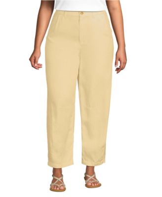 Women's Linen High Rise Pleated Barrel Leg Ankle Pants