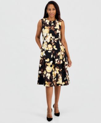 Women's Princess-Seam Box-Pleat Sleeveless Dress