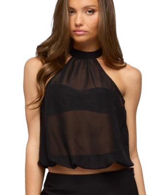 Women's Sheer Built In Bra Bubble Top