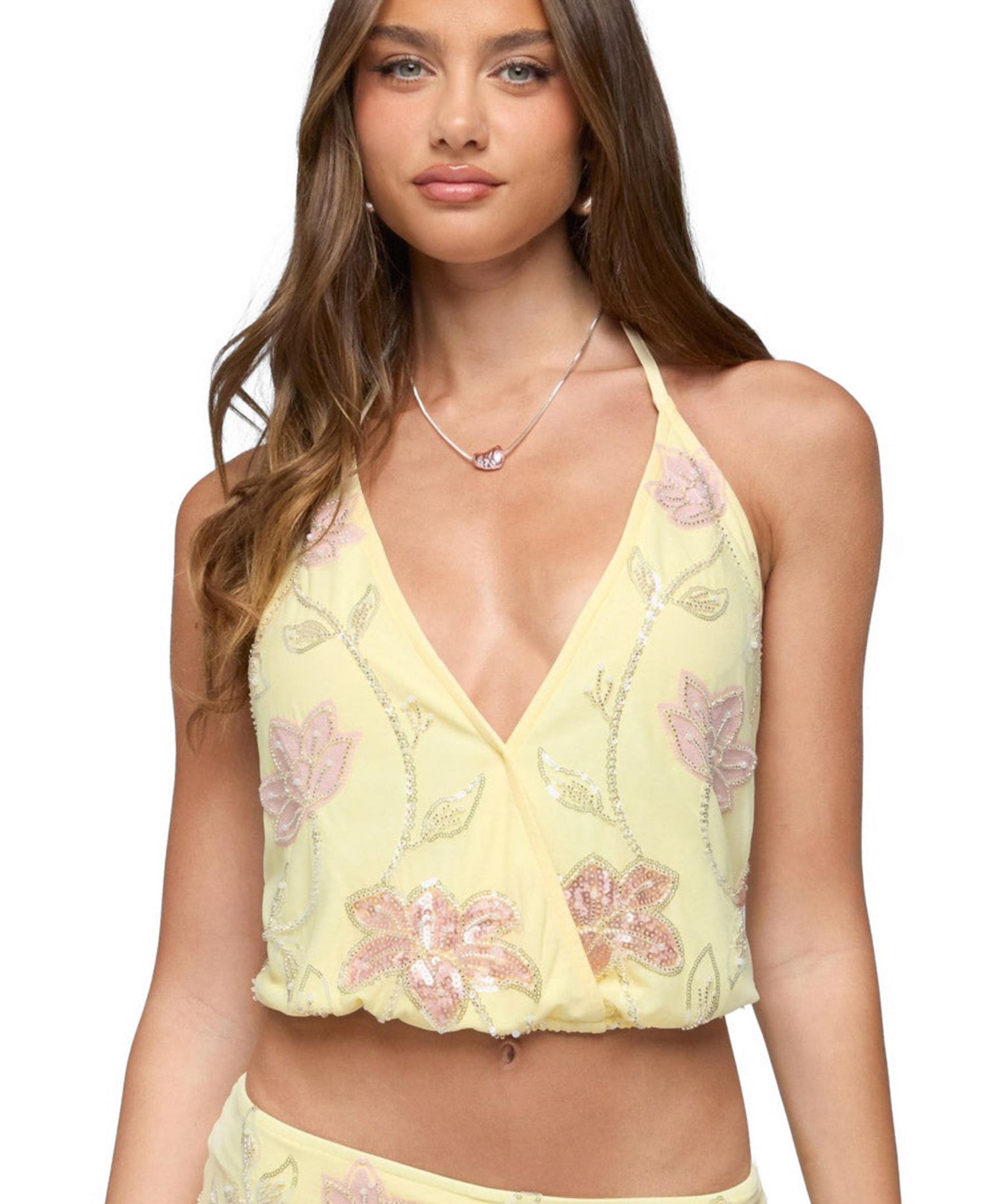 Women's Mena Beaded Floral Backless Top