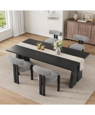 Upholstered Dining Chairs Set of 4, Modern Boucle Dining Room Chairs with Ergonomic Curved Back