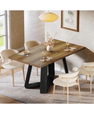 47-Inch Dining Table for 4 People, Modern Kitchen Table with Wooden Legs