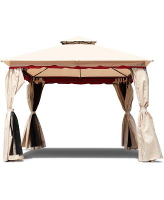 13x10 Feet Outdoor Gazebo Canopy with Steel Frame and Netting