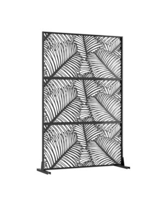 Freestanding Metal Privacy Screen Chevron Pattern Indoor Outdoor Partition