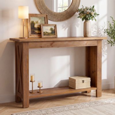 41.4" Solid Wood Console Table, Farmhouse, X-Shaped Sides