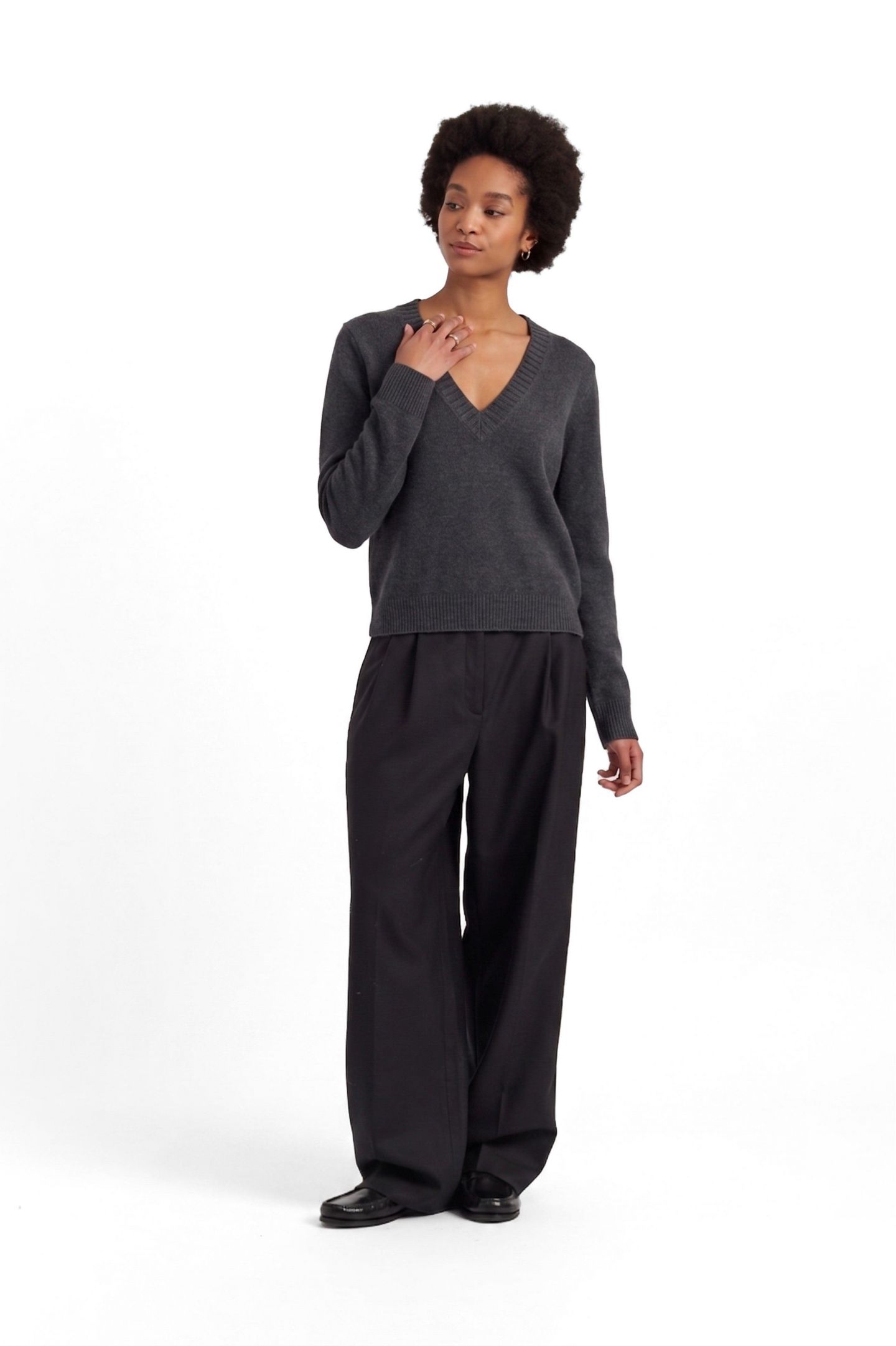Женский свитер Chinti & Parker Wool-Cashmere V-Neck, цвет: Серый — фото 4