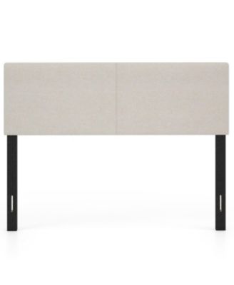 Queen Size Upholstered Headboard with Vertical Quilted Linen Panel
