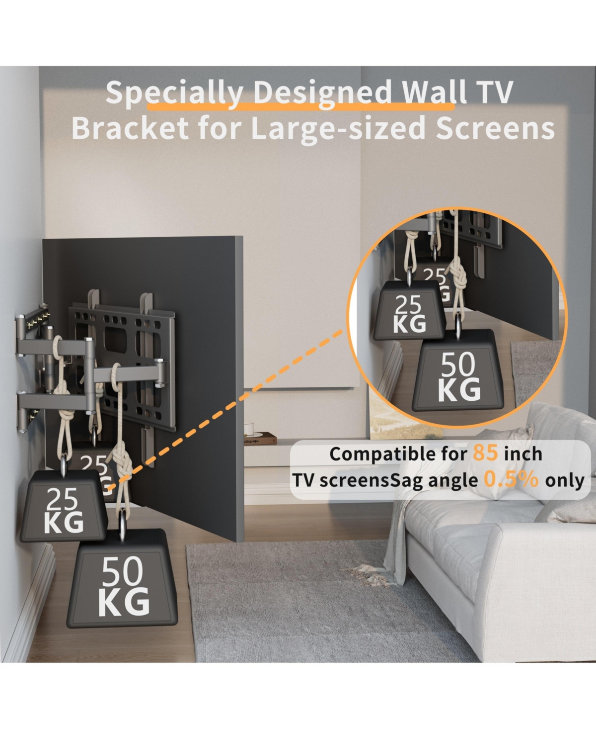Unho Heavy Duty Full Motion Tv Wall Mount for 40-85 Inch Tvs Swivel TV Bracket Max Vesa 600x400mm up to 220 lbs