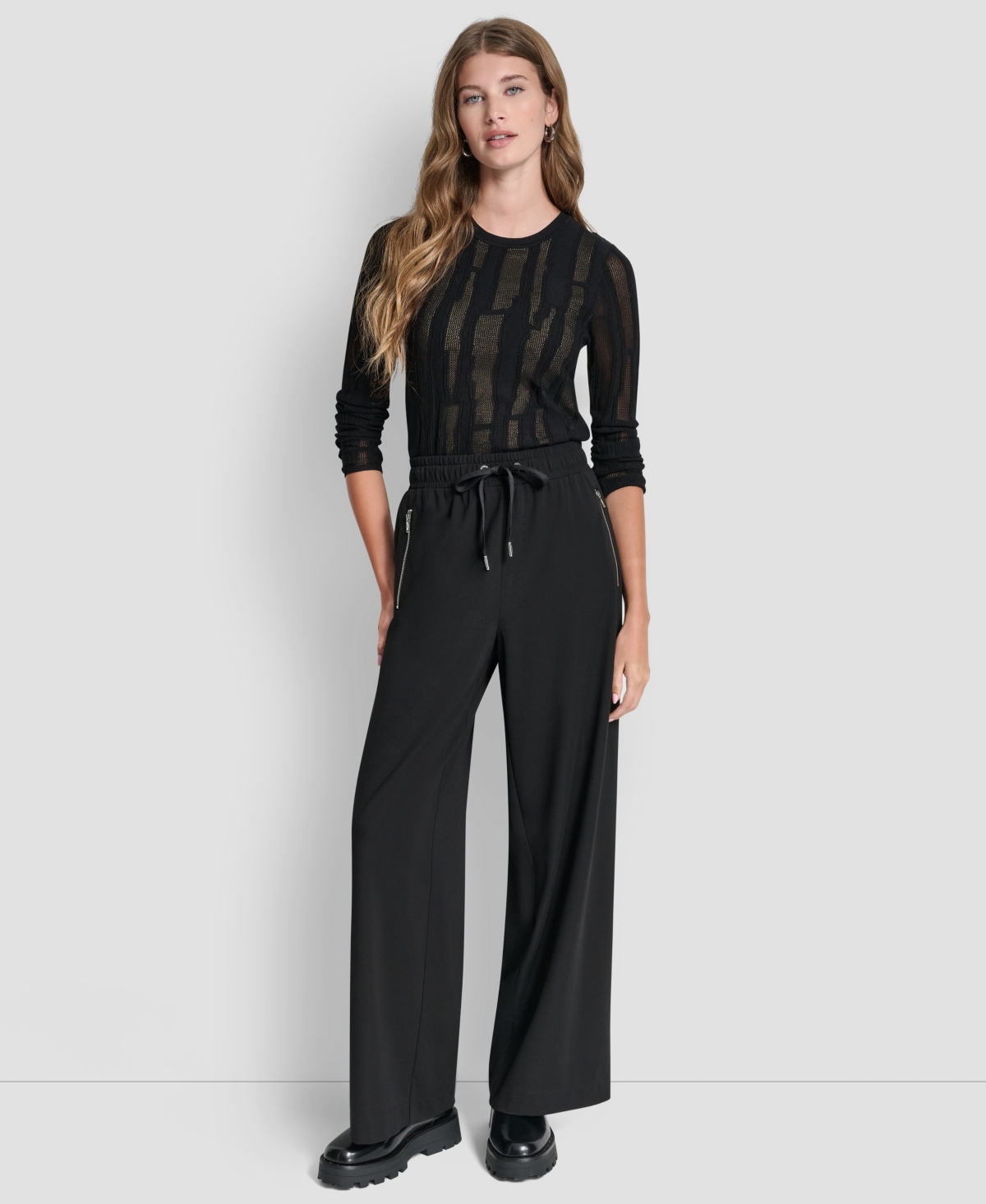 Dkny Women's Soho Ponte Pull-On Wide-Leg Pants