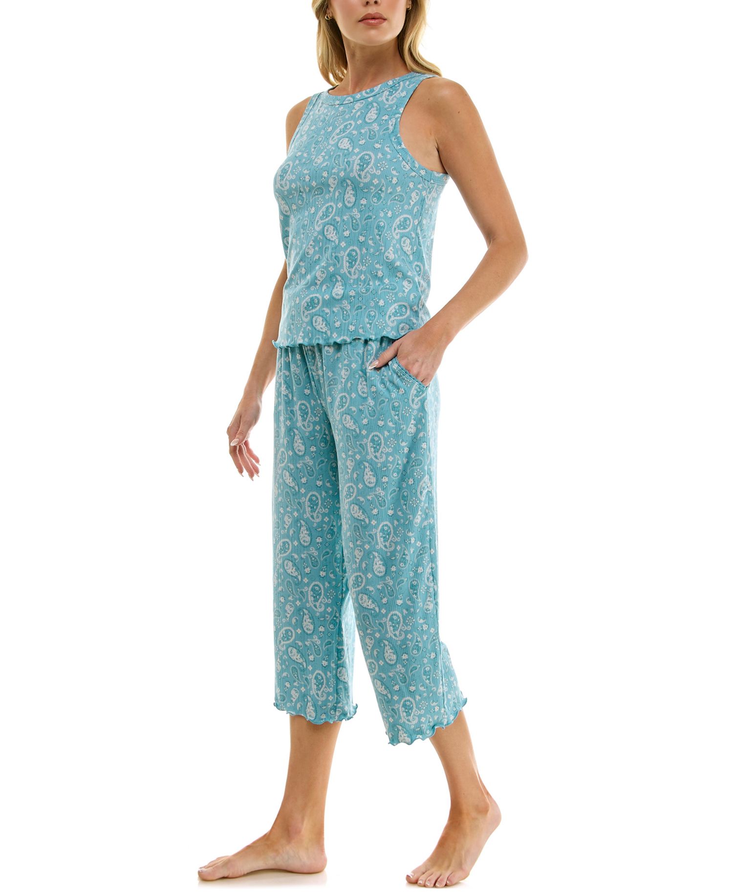 Women's Variegated Rib Tank Top & Pants, 2-Piece Set