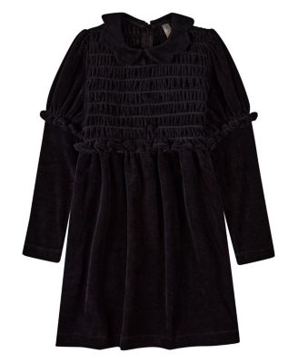Big Girls 8- 10 Cotton-Rich Velour Smocked Below-Knee Long Midi Dress