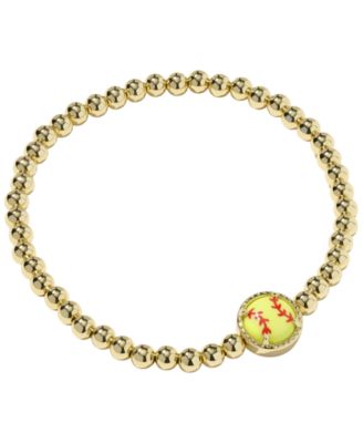 14k Gold-Plated Softball Stretch Bracelet