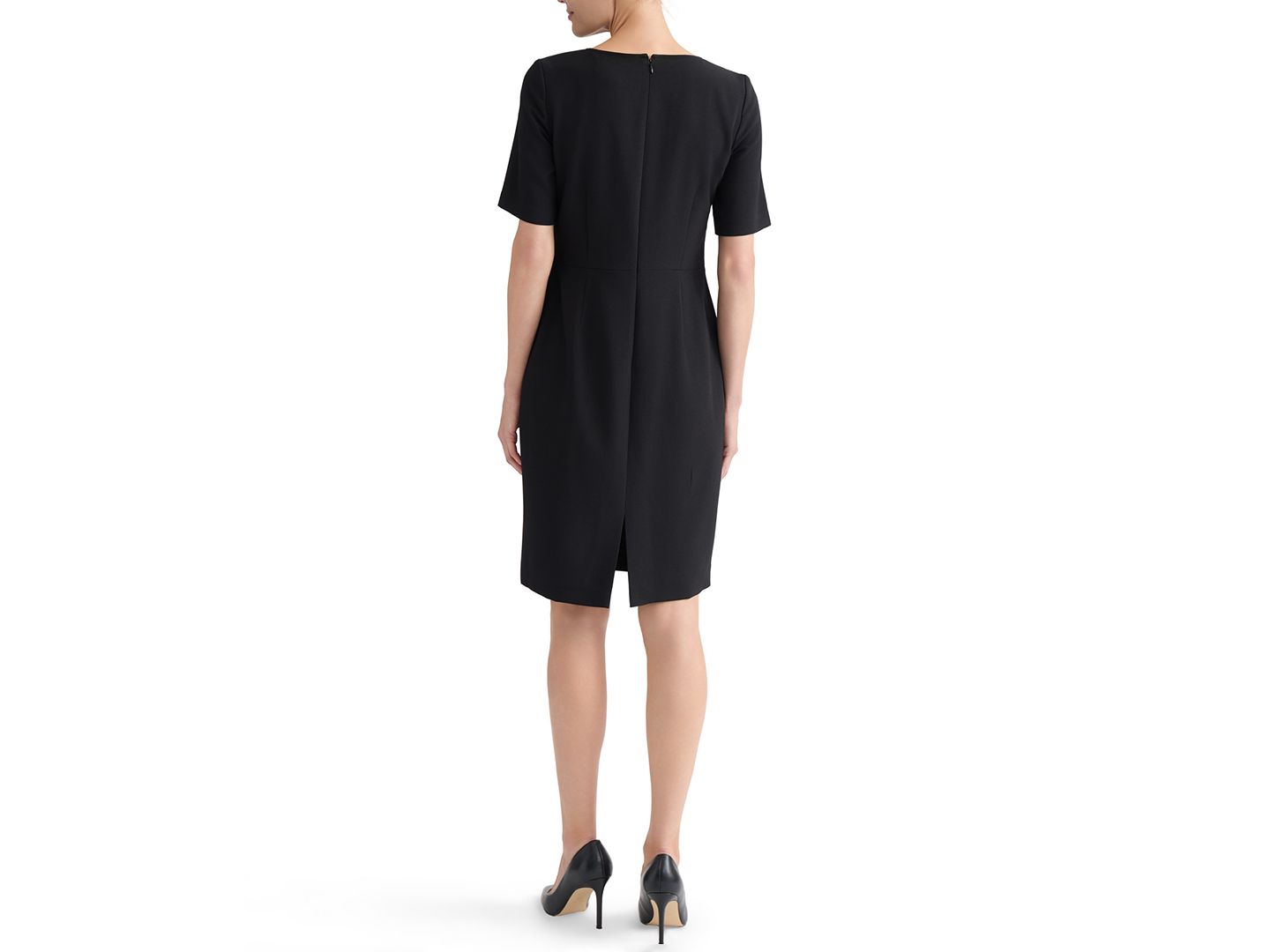 Женское платье Kasper Tie-Neck Short-Sleeve Sheath, цвет: Чёрный — фото 7