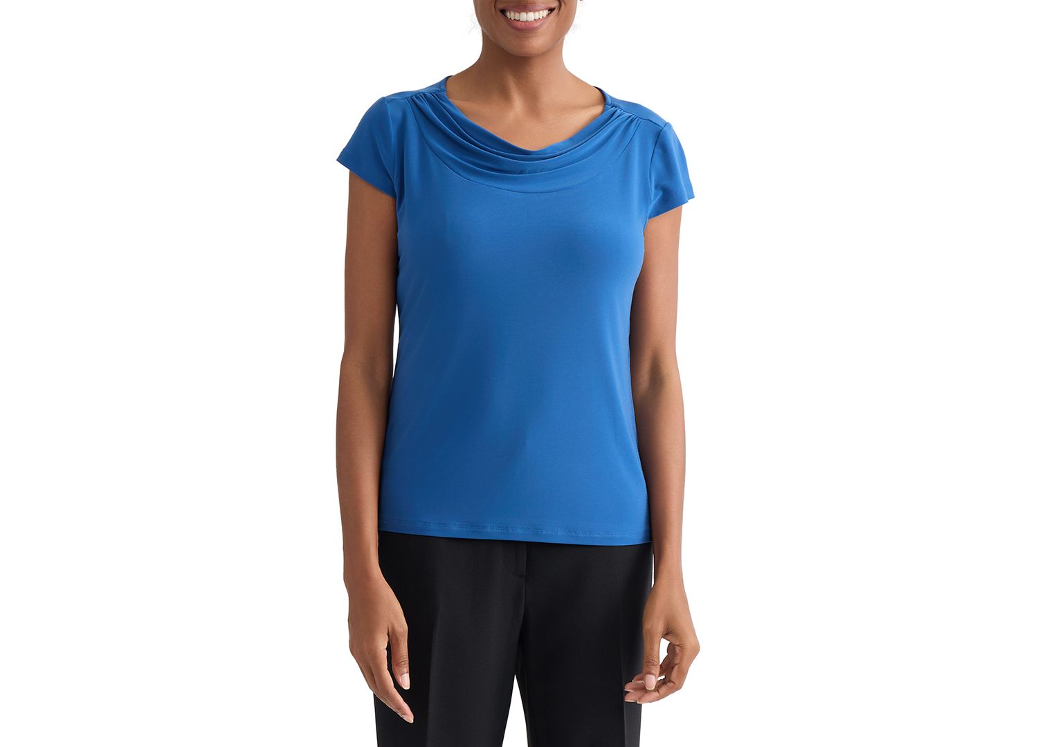 Women's Cowl-Neck Cap-Sleeve Blouse