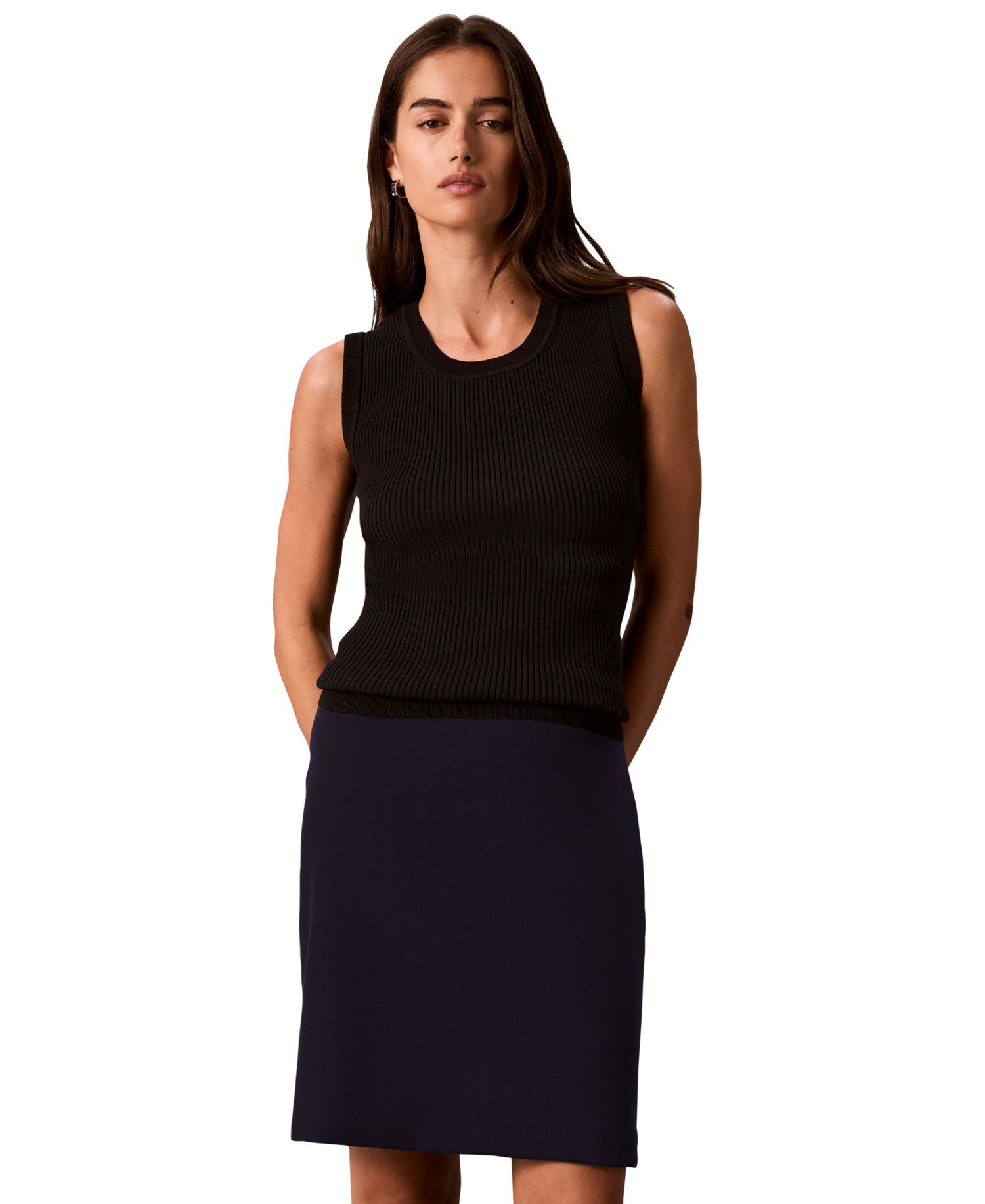 Petite A-Line Twill Knee-Length Skirt