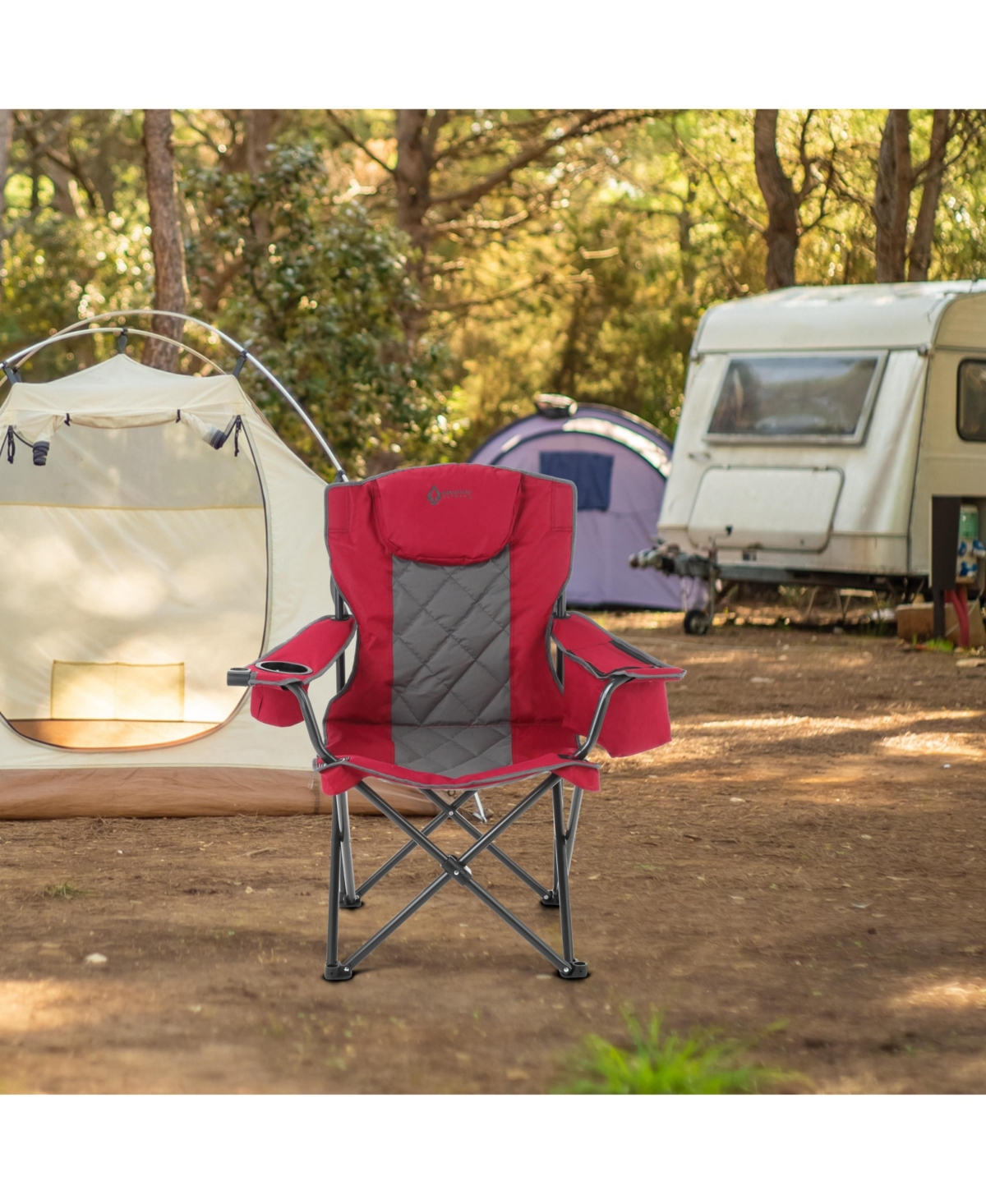 Arrowhead Outdoor 2-Pack Folding Camp Chair w/ Headrest, Cup and Wine Glass Holder, Armrest 6-can Cooler, Carry Bag, 550 lbs Capacity