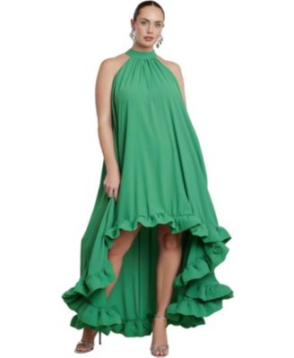Plus Size High Low Dramatic Ruffle Detail Dress