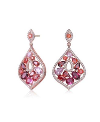Brilliant Sterling Silver Multi-Color CZ Drop Dangle Earrings