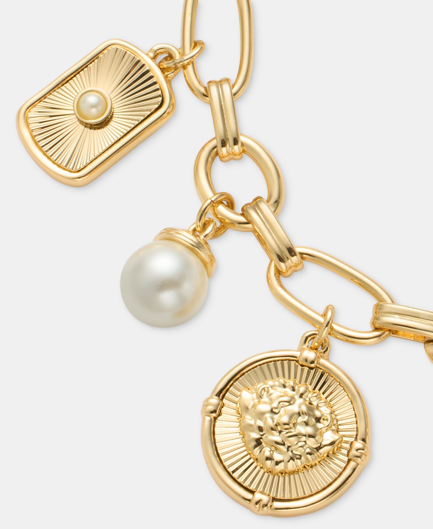 Crystal & Imitation Pearl Motif Charm Bracelet