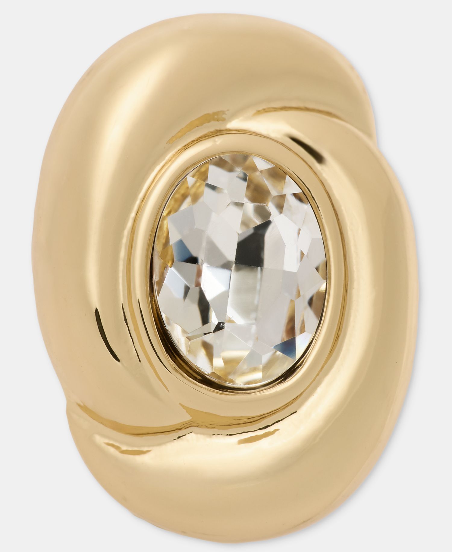 Crystal Twisted Oval Clip-On Button Earrings