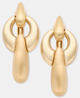 Puffy Linked Clip-On Linear Drop Earrings 