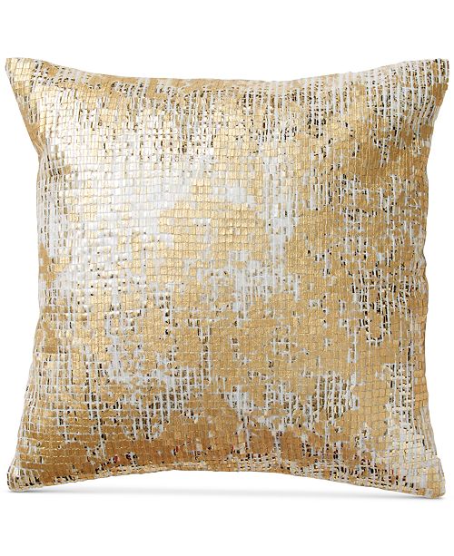 Donna Karan Rhythm Beaded Ivory 16 Square Decorative Pillow