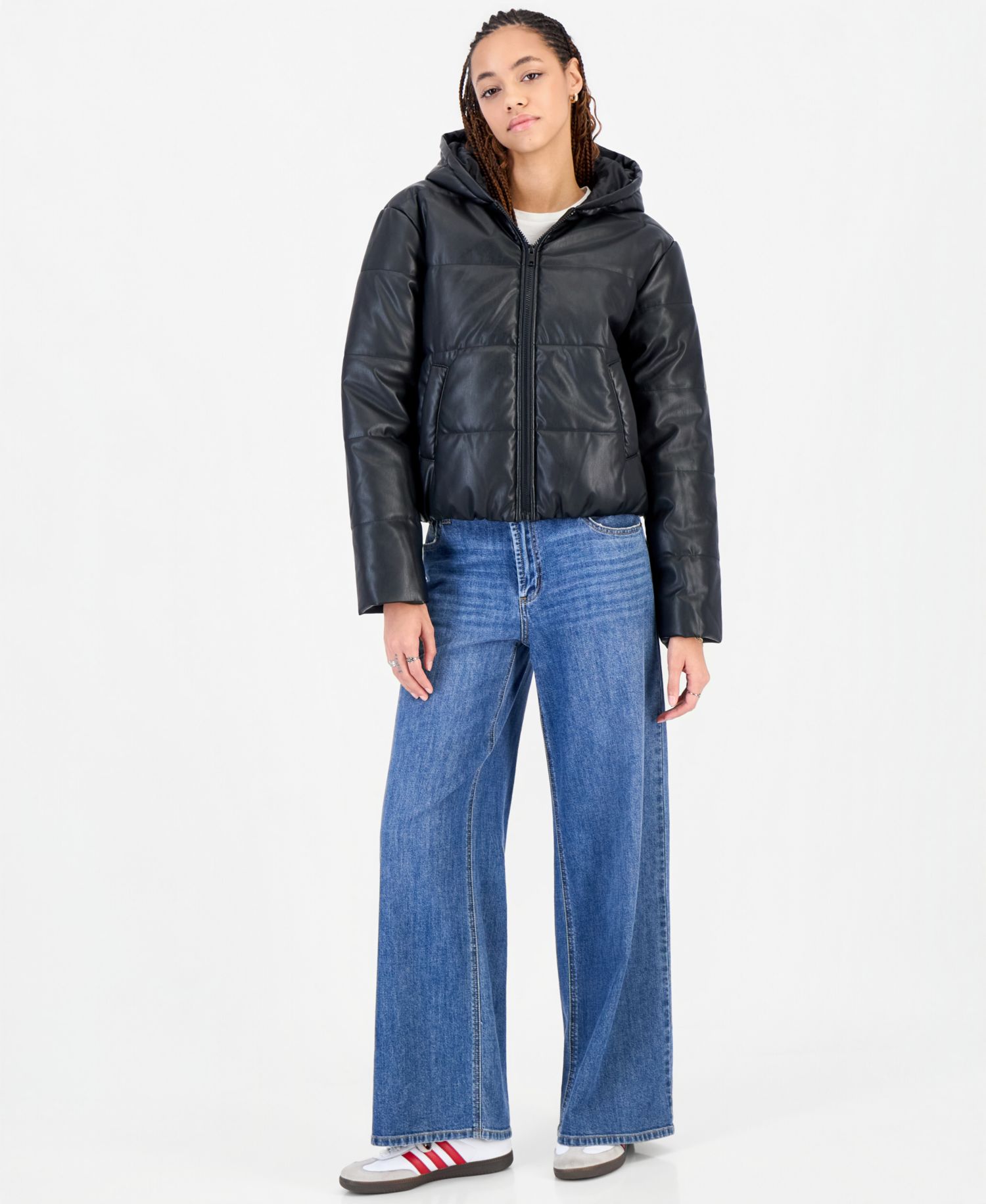Juniors' Hooded Puffer Insulated Jacket