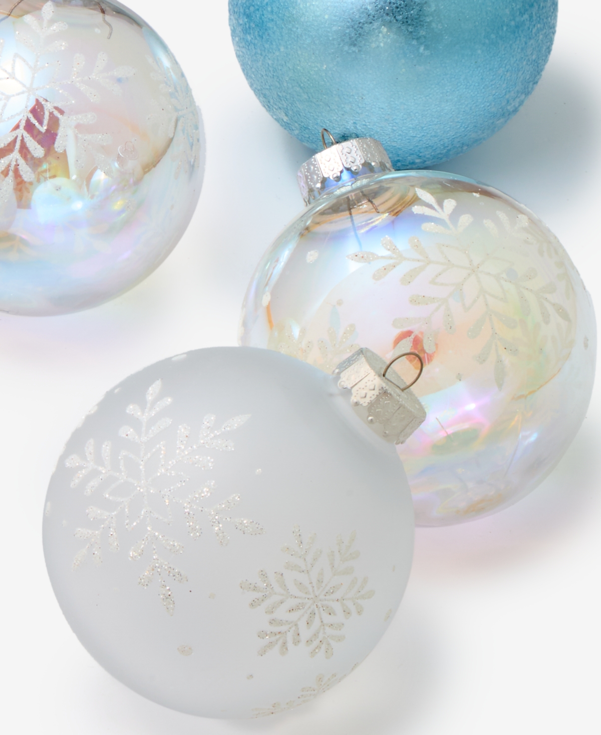 Holiday Lane Opulence Set of 8 Shatterproof Iridescent, Blue and White Ball Ornaments, Macy's Exclusive