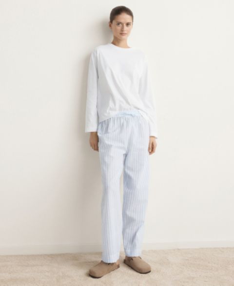 Пижама Two-Piece, хлопок, в полоску — MANGO, цвет: Синий