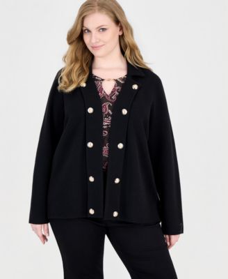 Plus Size Notch-Collar Band Jacket