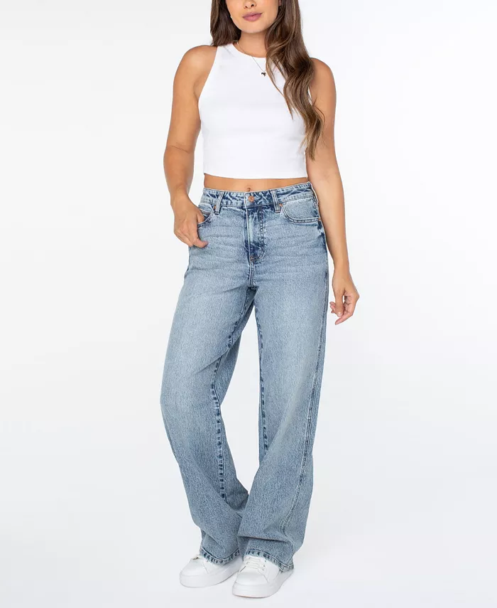 Juniors' Mariah High-Rise Baggy Wide-Leg Curvy Jeans